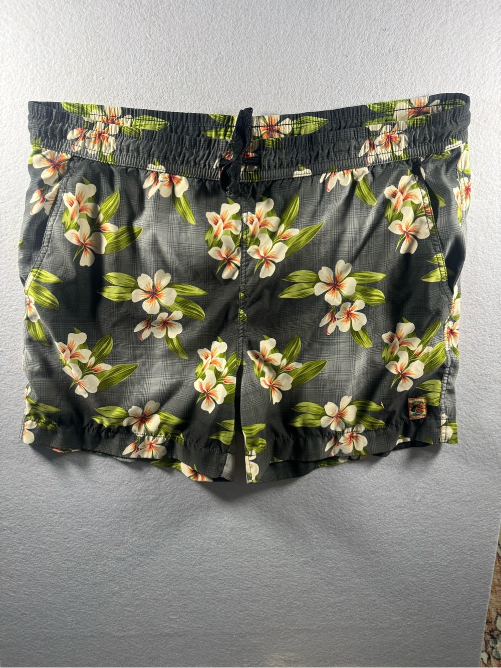 Tommy Bahama gray  Mesh Lined Swim Shorts with Yellow Label